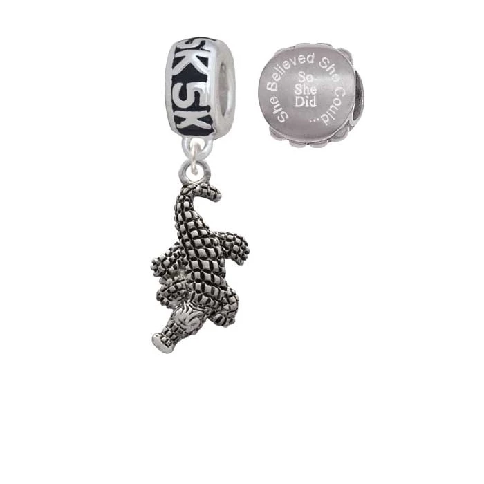 Alligator 5K Run She Believed Could Charm Beads (Set of 2) |