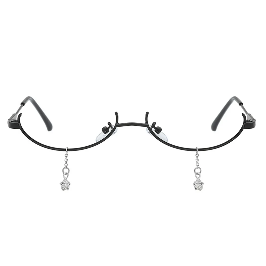 Ретро очки в полуободковой оправе цепи женские брендовые дизайнерские металлические очки с алмазной рамой женские роскошные без объектива очки Декор