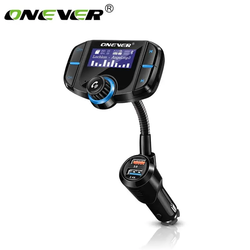 

Onever Bluetooth FM Transmitter Modulator 2 Port Quick Charge 3.0 Handsfree Car Player Kit 1.65'' MP3 Player Support Siri