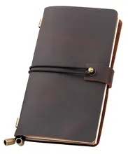 Genuine Leather Notebook Vintage Cowhide Diary Refillable Handmade Traveler's Notebook Retro Leather Journal Sketchbook vintage leather notebook key design vintage cowhide paper retro straps diary doodle book notepads diary