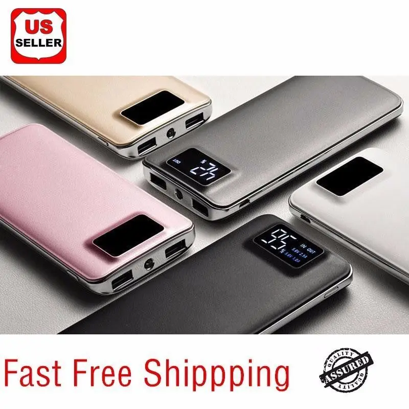 Portable Powerbank 500000mAh LCD Power Bank External 2 USB Battery Charger Powerbank For Cell font b