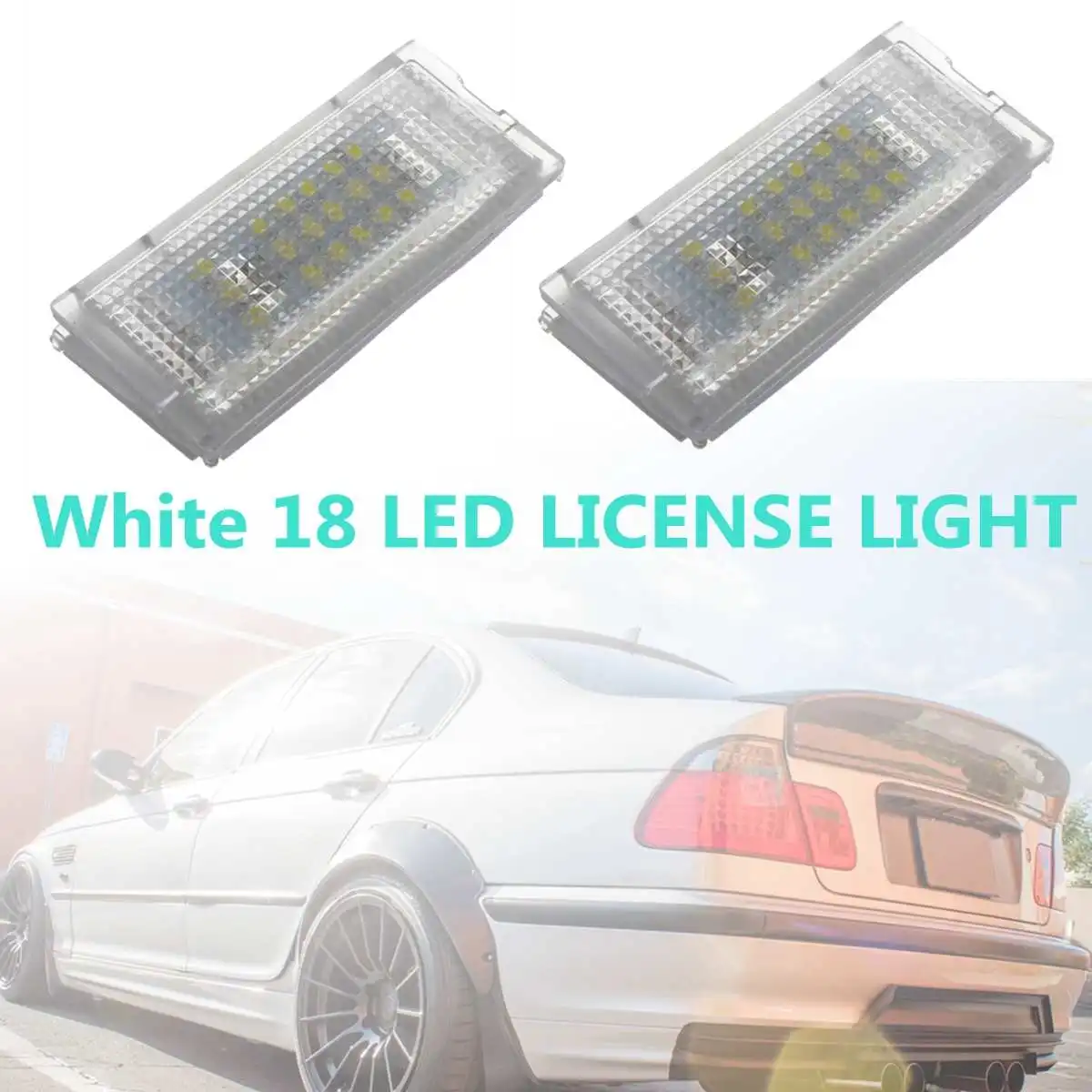 2pcs 18 LED 6000K For HID License Plate Light For BMW E46 4D 4Doors