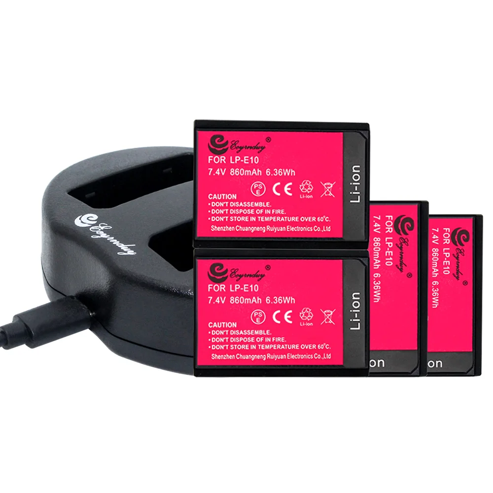 4 шт. LP E10 батарея + 1 USB двойное зарядное устройство для Canon EOS 1100D 1200D 1300D Kiss X50 X70 X80 Rebel