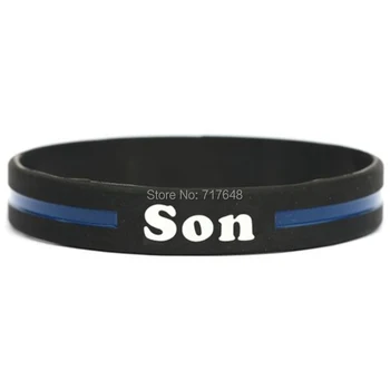

100pcs Son Thin Blue Line wristband silicone bracelets free shipping by ePacket A