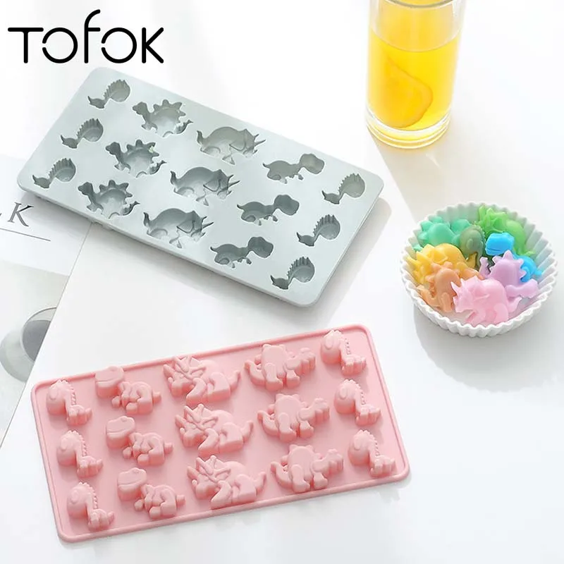 

Tofok 15 Hole Dinosaur Silicone Soap Mold DIY Ice Cubes Cream Tray Chocolate Mould Pastry Bread Die Kitchen Cake Baking Tools