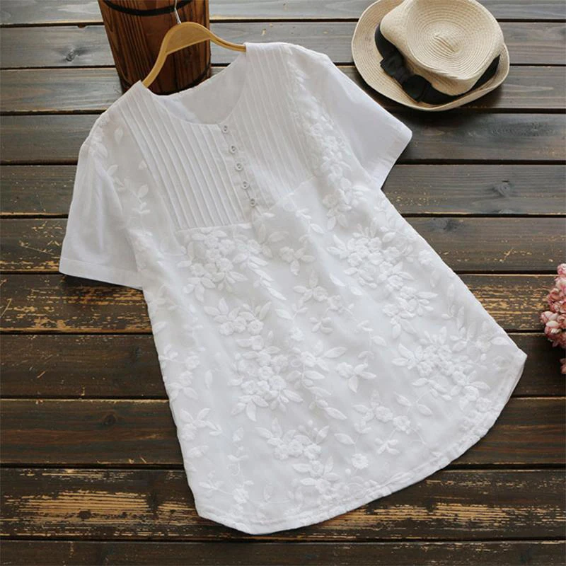 Plus Size 5XL 2019 New Women Fashion Short Sleeve Crochet Embroidery Tops Blouses Shirts Summer Casual Floral Shirts Blusas Plus Size 5XL 2019 New Women Fashion Short Sleeve Crochet Embroidery Tops Blouses Shirts Summer Casual Floral Shirts Blusas