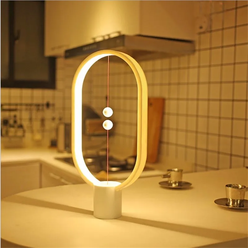 

Heng Balance Lamp Ellipse Magnetic Mid-air LED Night Light USB Powered Home Decor Bedroom Office Deak Table Night Lamp