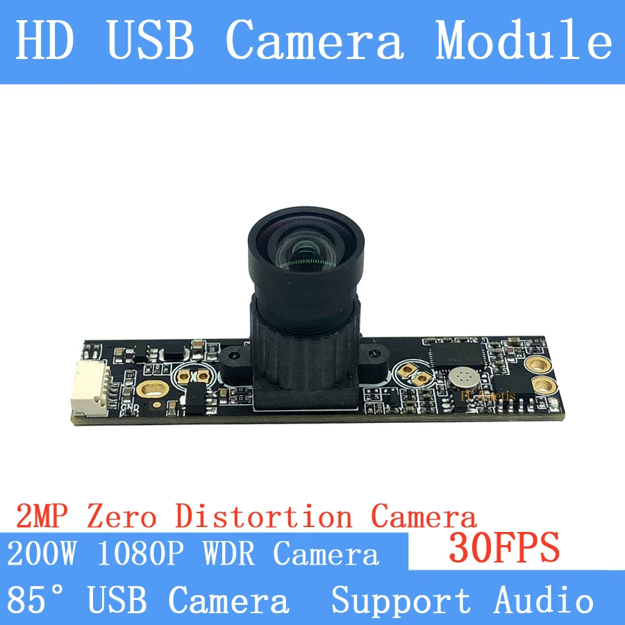 

CCTV Surveillance camera 85Degree Non Distortion WDR 2MP Full HD 1080P Webcam OTG UVC 30FPS USB Camera Module with Microphone
