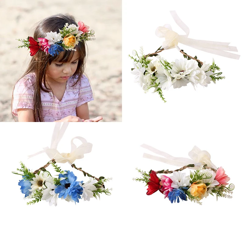 

BalleenShiny Baby Girls Garland Flower Wreath Hairband Kids Floral Headband Princesses Headwear Accessories Photograph Pro