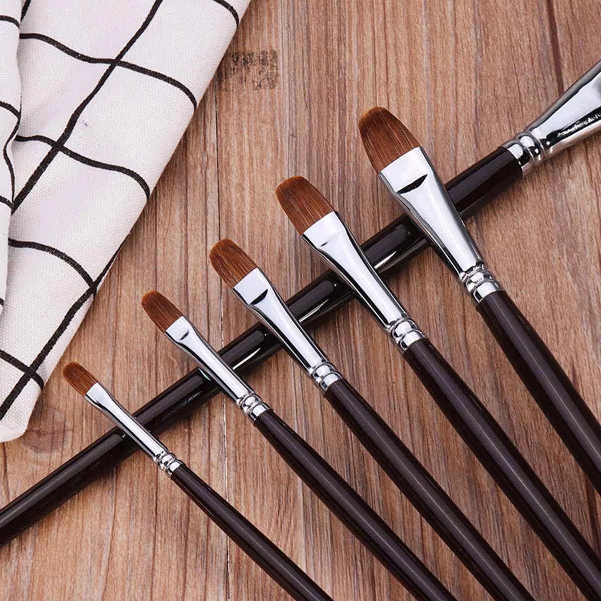 

6Pcs Artist Red Sable Hair Acrylic Painting Brush Set For School Children Drawing Tool Long Handle Watercolor Brush Art Supplies