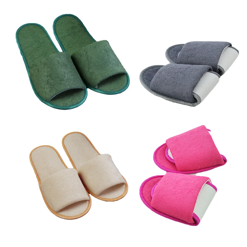 

Simple Slippers Men Women Hotel Travel Spa Portable Folding House Home Slippers Warm Indoor Velvet Comfortable Slippers