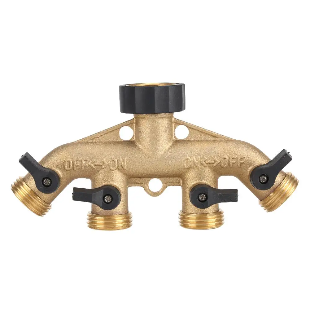 

3/4 Inch Brass 4 Way Hose Pipe Splitter Nozzle Switcher Tap Connectors for Garden Irrigation 4 Way Tap American European Thread