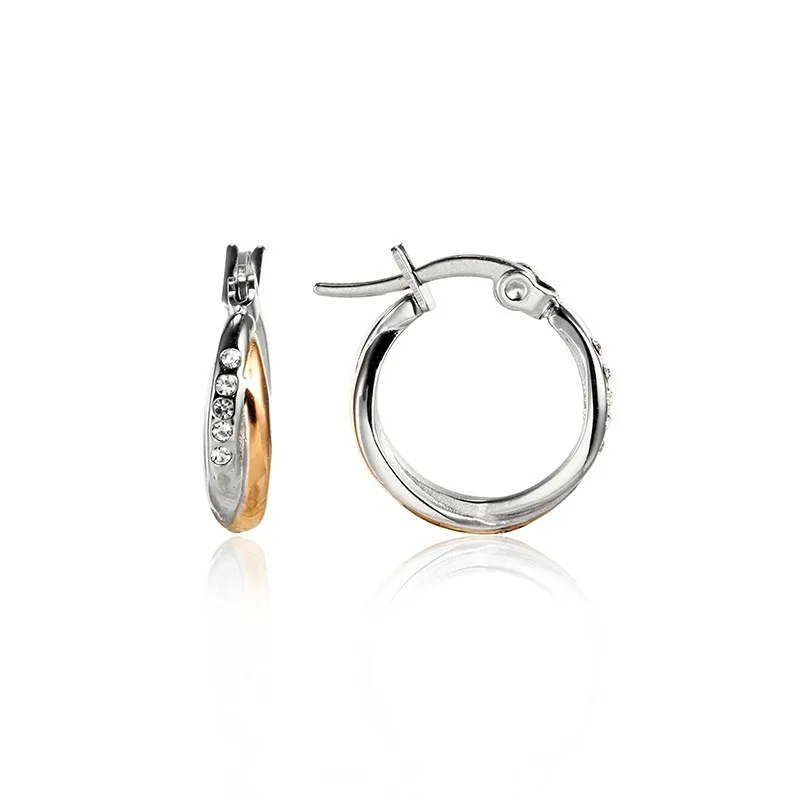 

2019 Stainless Steel Minimalist With Crystal Round Hoop Earrings Disc Bent Rose Gold Earrings Gift For Ladies Process