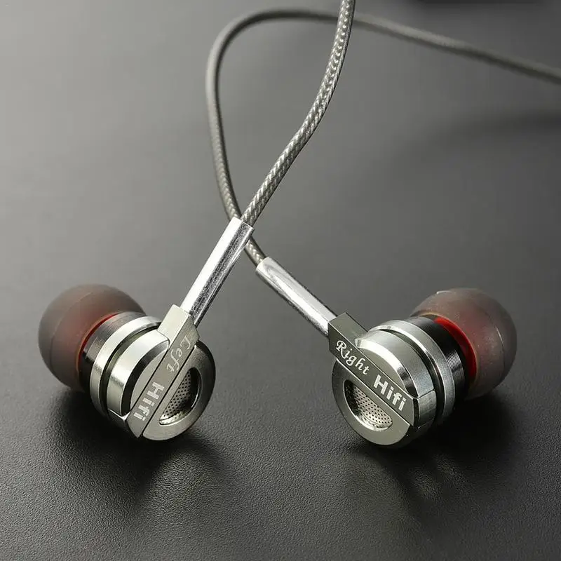 

Wired Earphone Sports Game Earbuds Microphone Stereo Earphone Metal Phone Headset With Fashionable Compilation Line Design