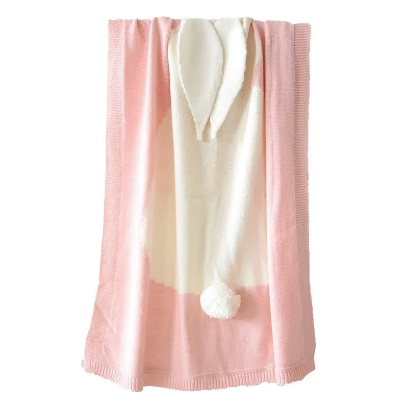 

Hot Ins Style Cute Newborn Big Rabbit Ear Blanket Warm Knitting Cover Carpet Swaddle Sandy Baby Bath Tower Bedding Blankets