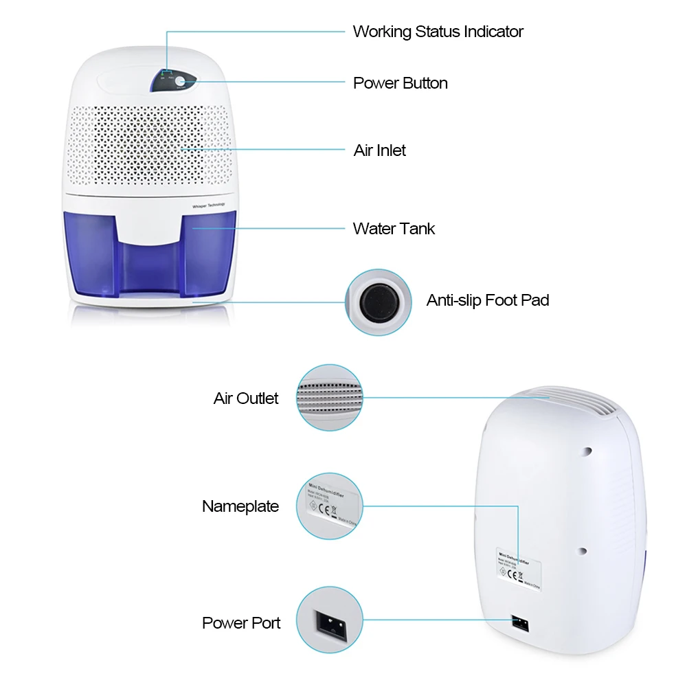 Электрический осушитель воздуха, портативный мини-осушитель воздуха, влагопоглотитель для бытовой кухни, спальни, подвала, офиса