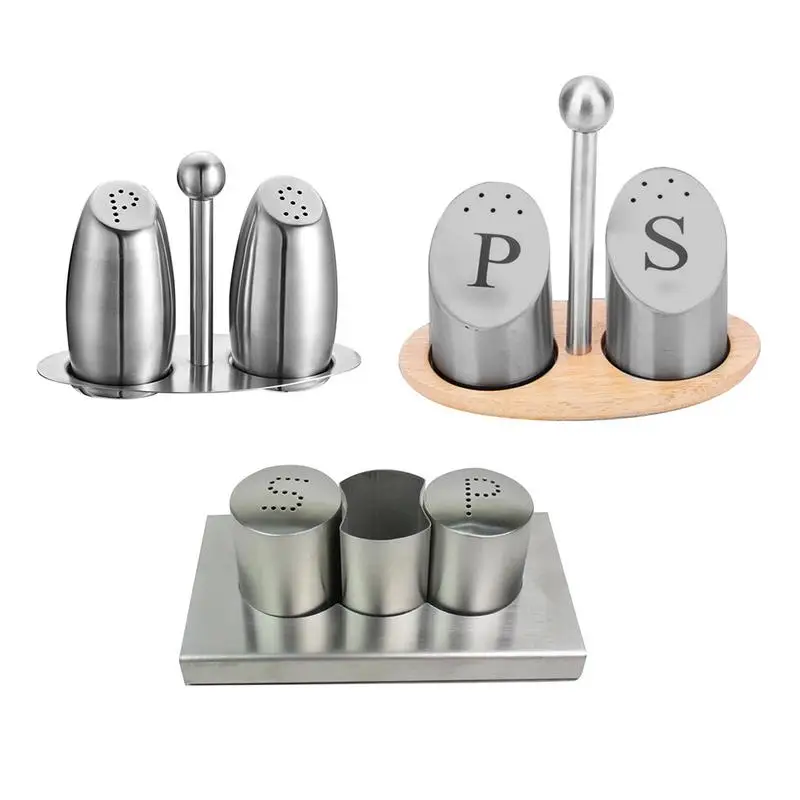

Stainless Steel Condiment Tank Salt Pepper Shaker Seasoning Set Bottle Seasoning Kitchen Jar Hot Selling