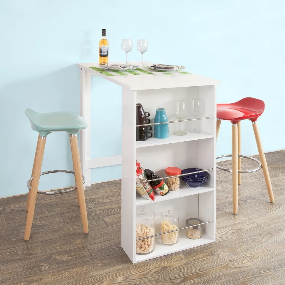 SoBuy FWT17 Kitchen Dining Table Bar Table Coffee Table with 3-Tier Storage Rack