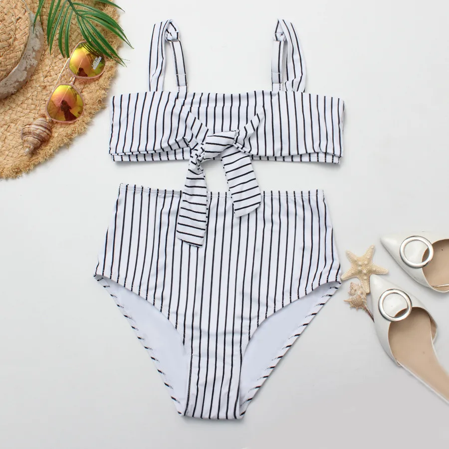 

2019 Sexy Push Up Bikini Women Black And White Striped Beach Swimwear Sexy Bathing Swimsuit Maillot de bain femme Bikini Set