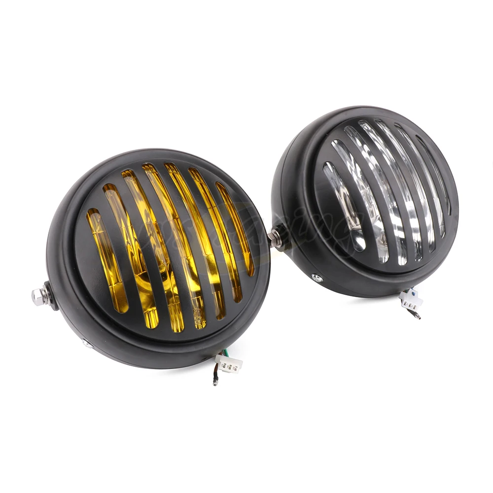 Motorcycle Retro 5.75" 5 3/4" Grill Cover Headlight Headlamp For Harley