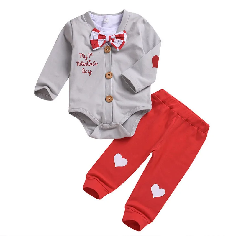 

3pcs Boy Clothes Set Valentine Baby Boy Clothing Sets Infant Jumpsuits Gentleman Outfit Sets Bow Tie Shirt+Coat+pants