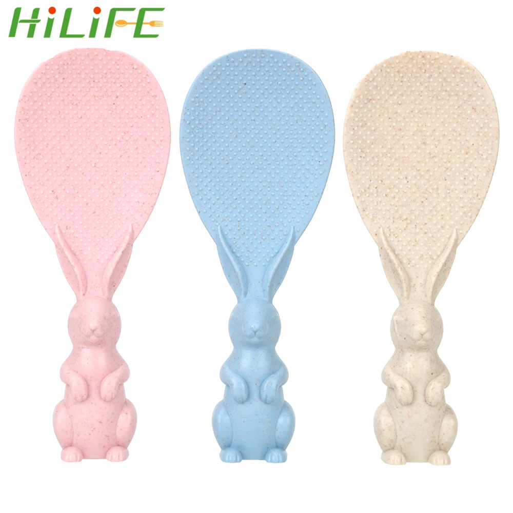 

HILIFE Rice Spoon Cooking Rice Shovel Vertical Spoon Wheat Straw Rabbit Type Non-stick Rice Spoons Kitchen Tool