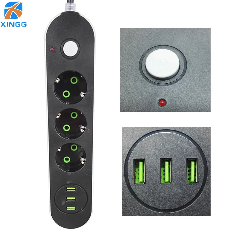 LEORY 3 розетки 3USB Порты Мощность полосы ЕС плагин для настенного Зарядное