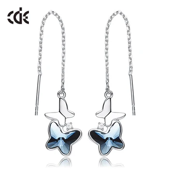 

CDE Cute 925 Sterling Silver Butterfly Drop Earrings Embellished With Crystals from Swarovski Women Fashion Fine jewelry Gift