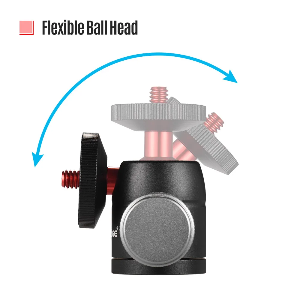 Мини-штатив VELEDGE из алюминиевого сплава с шаровой головкой, адаптер, Шариковая головка с поворотом на 360 градусов с винтом 1/4 дюйма, резьбовое отверстие 1/4 и 3/8 дюйма