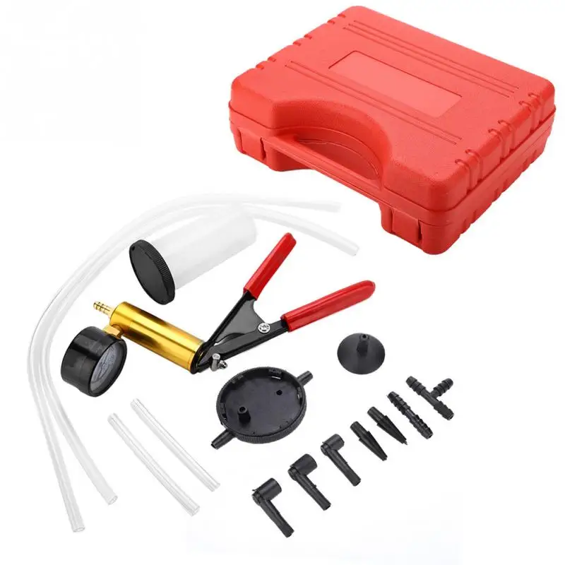 Qiilu Brake Bleed Kit Brake Fluid Bleeder Tool Set for Car Motorbike Hand Held Vacuum Pressure Pump Brake Bleeder Adaptor