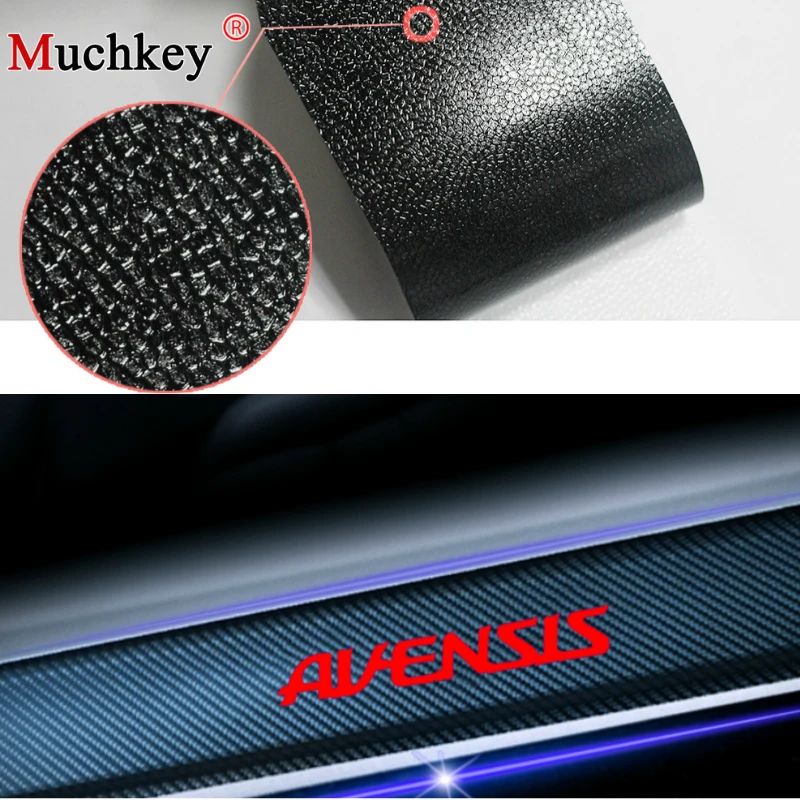 

4D Carbon Fiber Vinyl Stickers For Toyota Avensis Car Door Sill Scuff Plate Guard Interior Car Styling Door Threshold Plate 4pcs