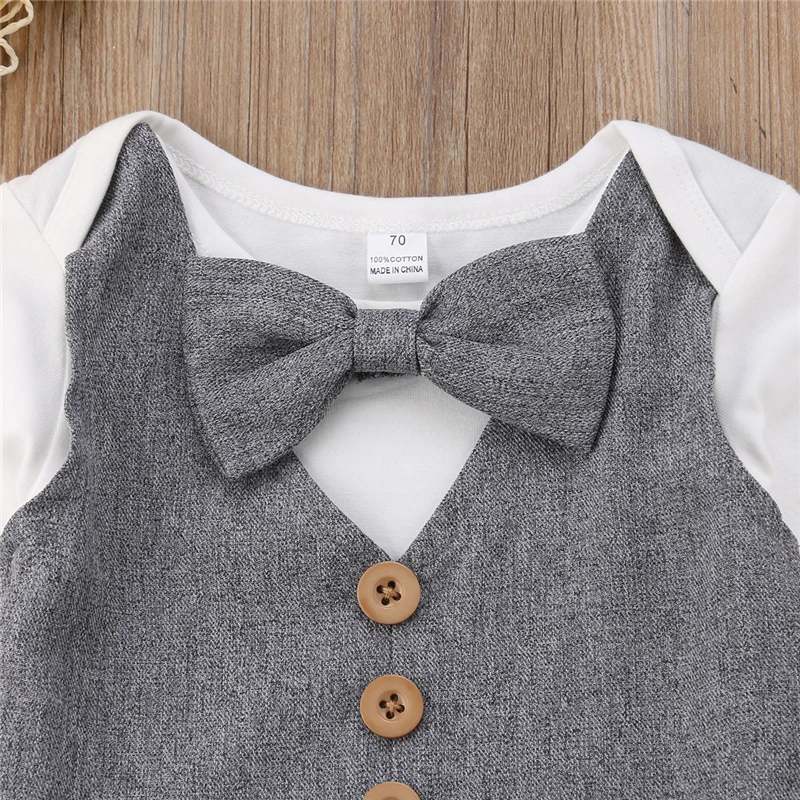 Newborn Baby Boy Little Gentleman Outfits Bow Tie Tops Romper Pants Formal Suit Costume Spring Autumn Set Newborn Baby Boy Little Gentleman Outfits Bow Tie Tops Romper Pants Formal Suit Costume Spring Autumn Set