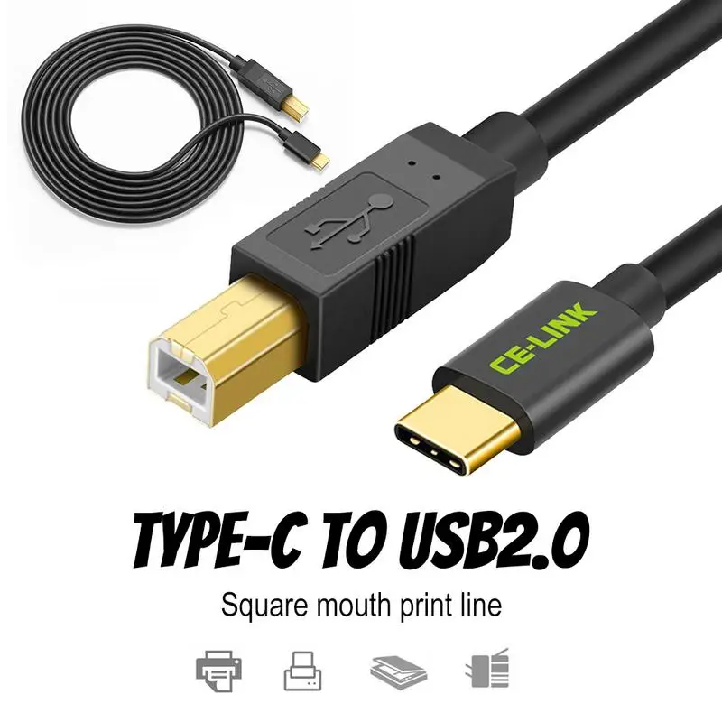 Type C мужской разъем для USB 2,0 B Тип Мужской кабель для передачи данных адаптер для принтер для мобильного телефона жесткий диск передачи файлов Быстрый позолоченный