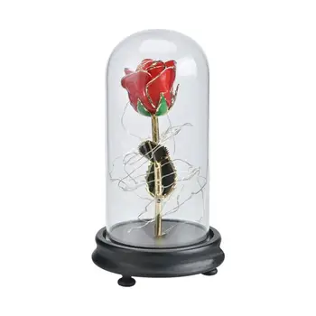 

Gold Plating Rose Led Light in a Glass Dome for Wedding Birthday Valentine Party Club Decoration (Red)