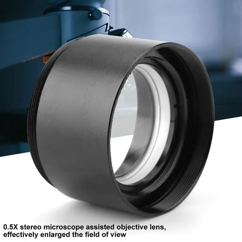 

KP-0.5X Microscope Lens Auxiliary Stereo Microscope Objective Lens for Industry Video Microscope 48mm Mounting