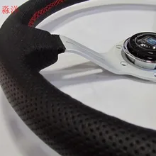 Гоночный спортивный дизайн, 330 мм, 13 дюймов, серебристый цвет, глубокая тарелка из натуральной кожи, ND тюнинг, дрейфующий гоночный руль