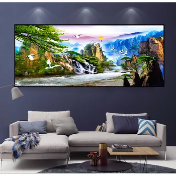

2019 5d Diy Full Diamond Painting Water And Wealth Diy Diamond Embroidery Cross Stitch Needlework Mosaic Landscape Decor Home