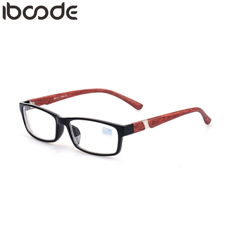 

iboode Anti-blue Light Myopia Glasses Wood Grain Full Frame Men Women Nearsighted Eyewear Vintage Male Optical Spectacles Gafas