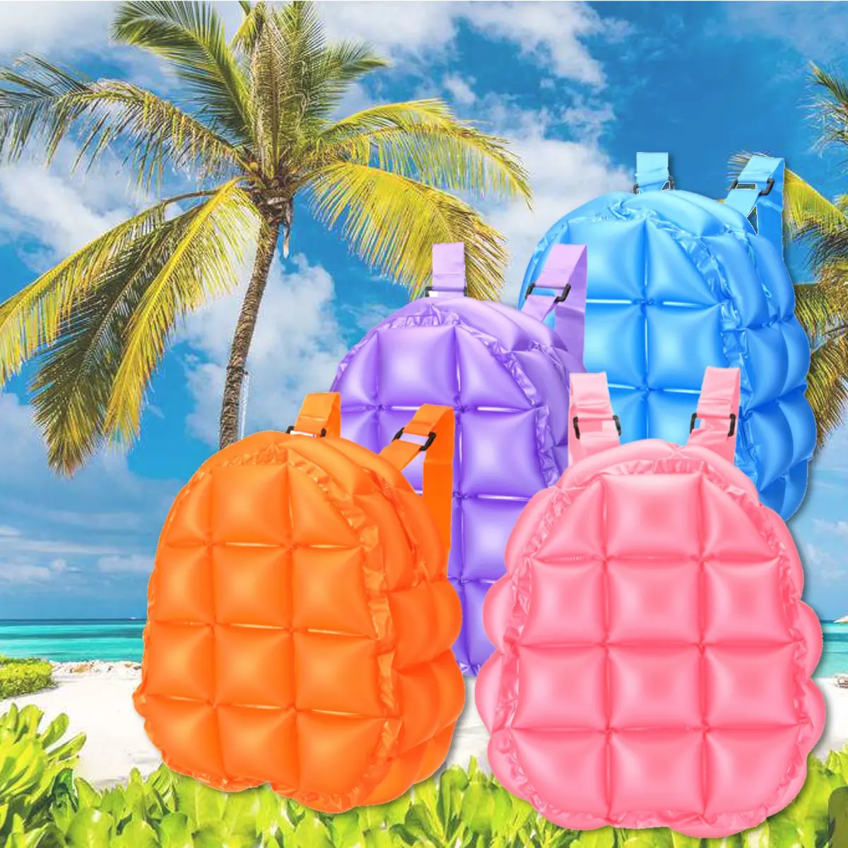 

Backpack Girls s School Bag Pack Inflatable Bubble Blow Up 90s Retro Festive Bopping Spice Waterproof and Lightweight