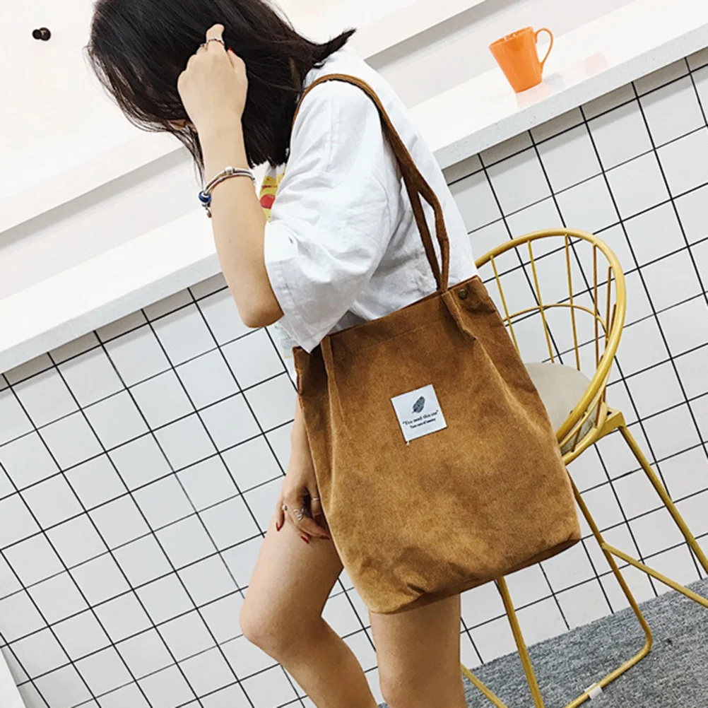 

Women's Fashion bags 2019 Corduroy Shopper Totes Woman Shoulder Hand bags Big Capacity Shopping Bags Female Casual Beach Pouch