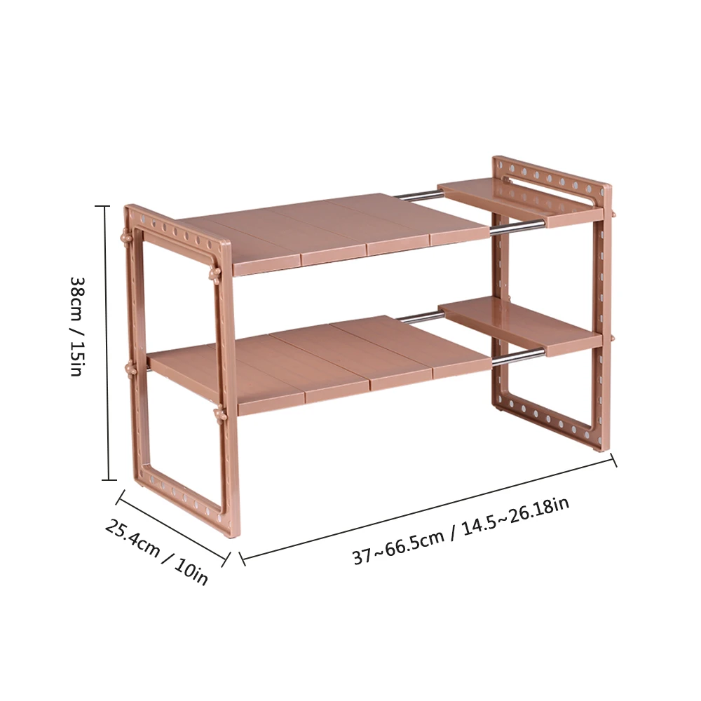 Мульти-функциональный 2-х уровневые под раковиной расширяемый органайзер для хранения на полке Регулируемый кухонная раковина из нержавеющей стали стеллаж для выставки товаров