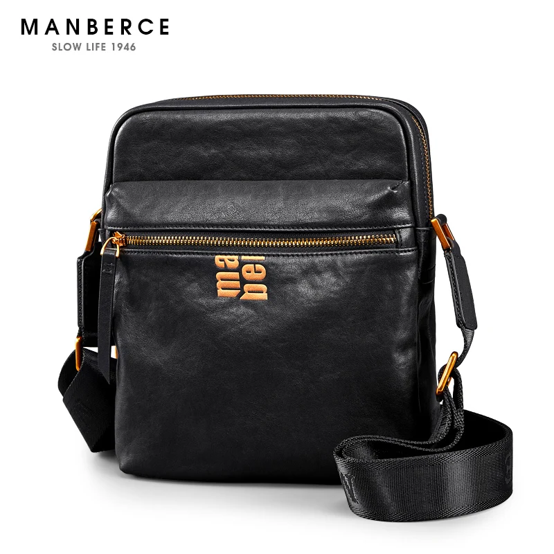 

MANBERCE Brand New Arrival Men Shoulder Genuine Leather Briefcase Cowhide Handbag Mens Business Messenger Bags Crossbody Bags