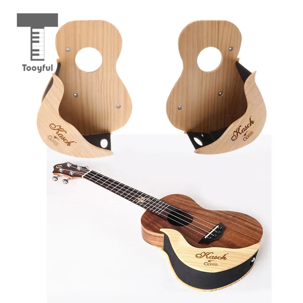 Tooyful Universal Wood Ukulele 4 Strings Guitar Wall Mount Stand Holder