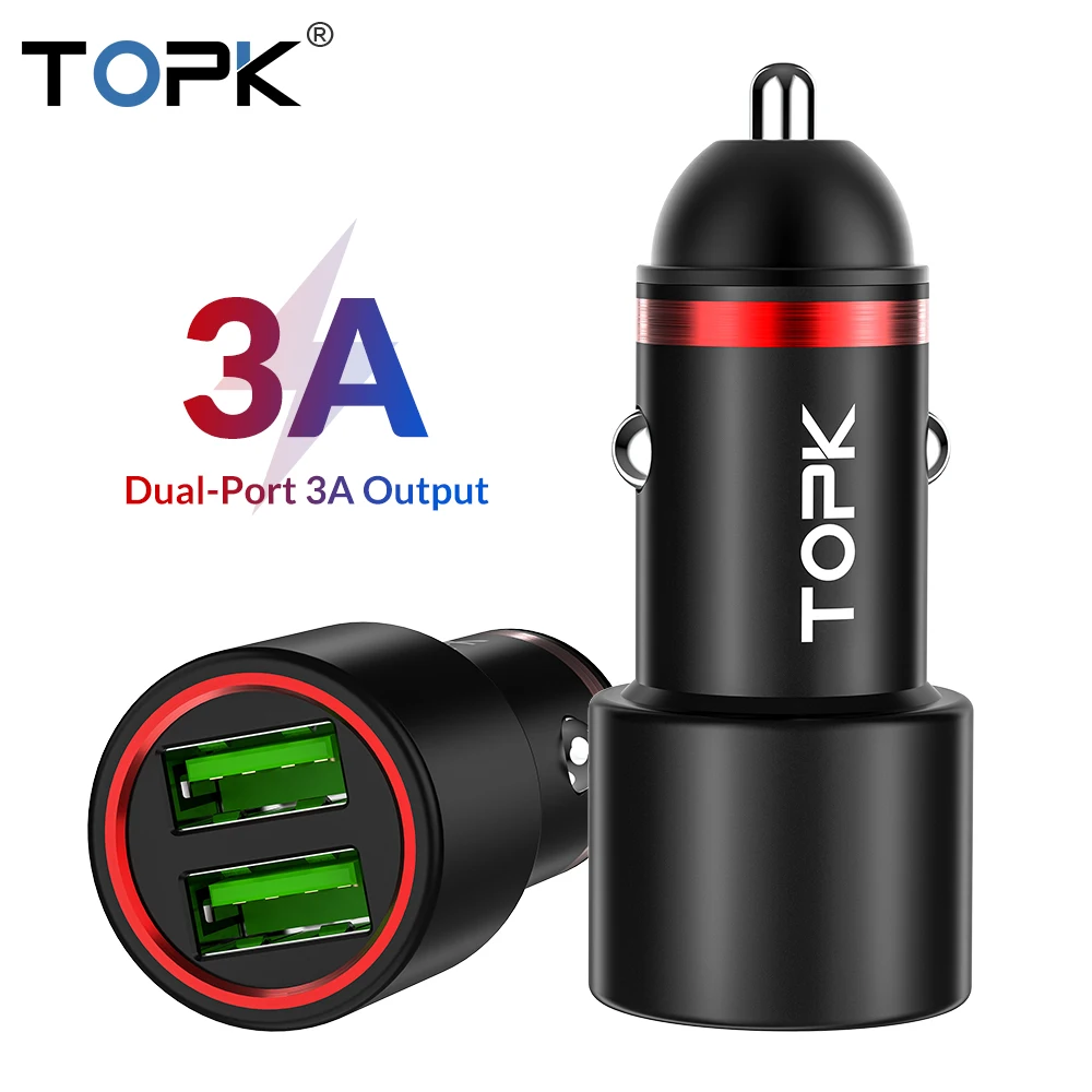 TOPK 36W Mini Dual USB Car Charger For iPhone QC3.0 Fast Charger For Hauwei Xiaomi Samsung Mobile Phone Charger Adapter In Car