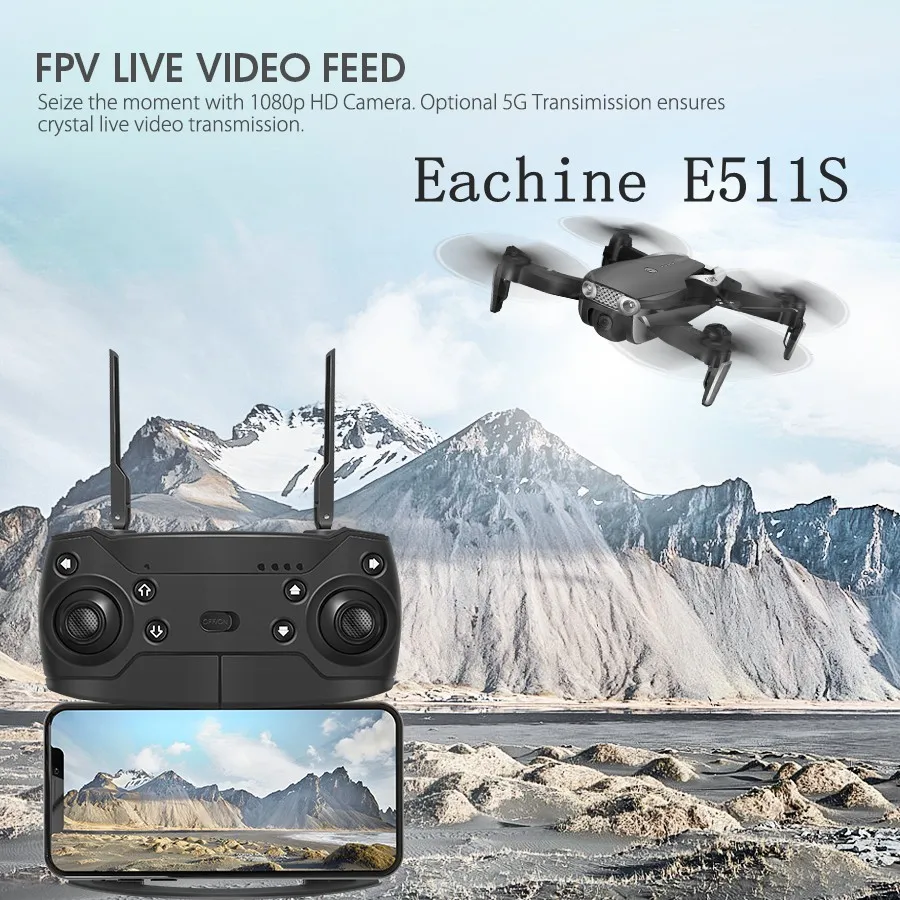 Eachine E511S 2 4G 4CH GPS 6 осевой гироскоп динамическое наблюдение WIFI FPV с камерой 1080P 16