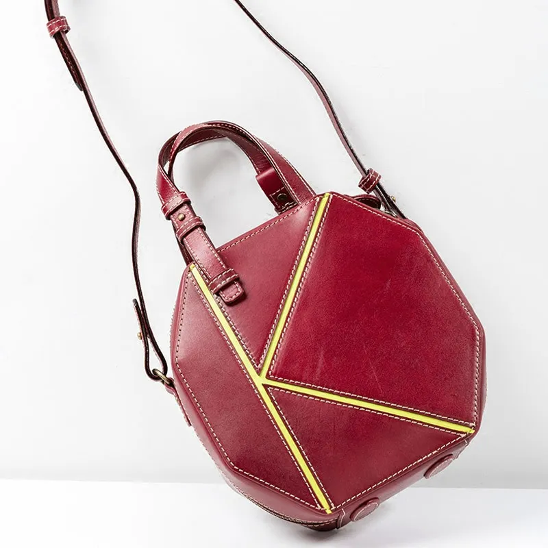 

Portable Small Square Bag Genuine Leather Bag Women Top Layer Cowhide Handbag Fashion Shoulder Bag Original Design Handmade Bag