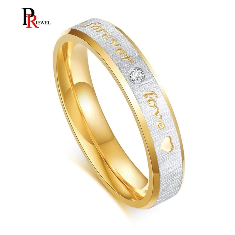 Женские свадебные кольца Forever Love золотистые тонкие из нержавеющей стали 4 мм