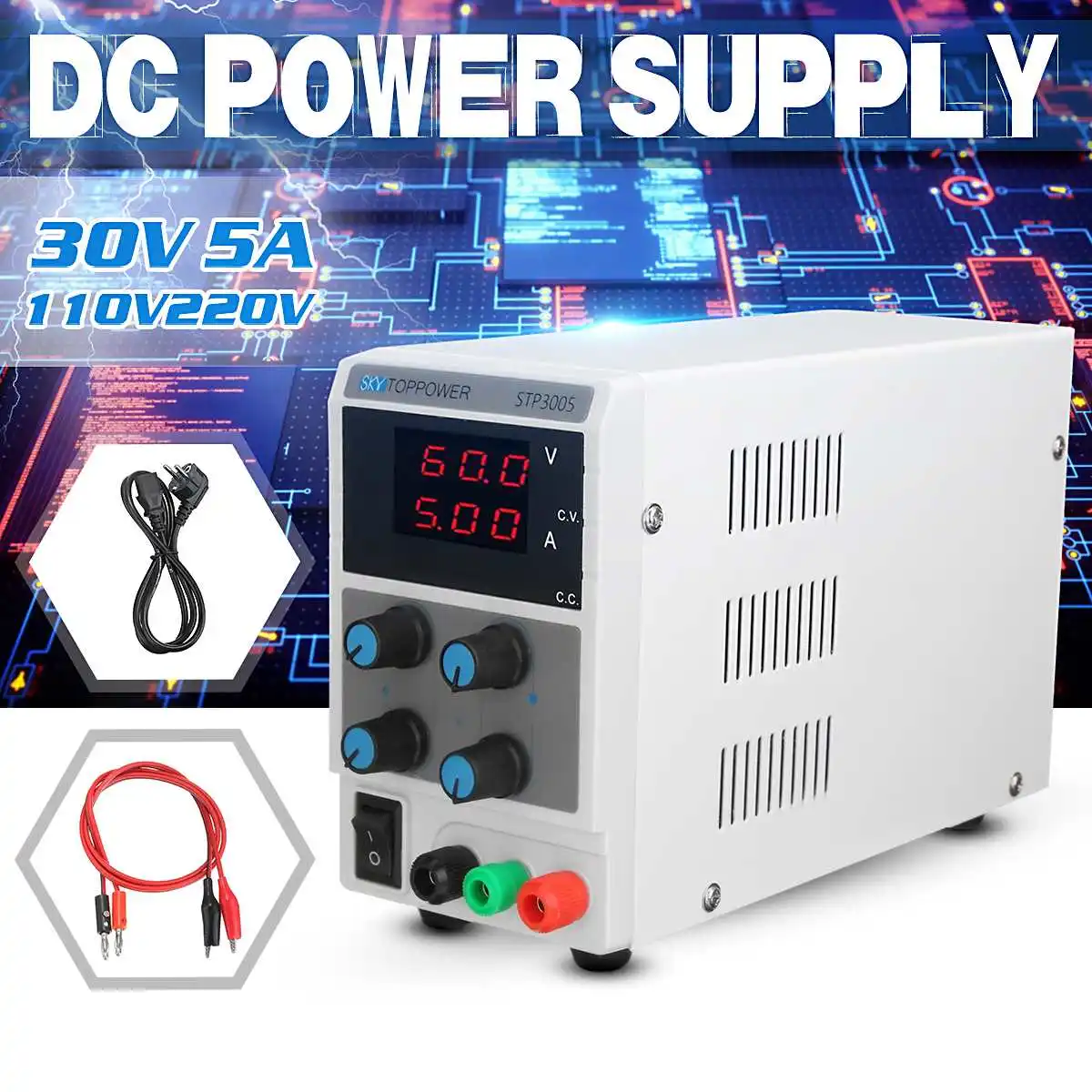 

Volatage Regulatror 30V 5A LED Display Adjustable PWM Switching Regulator DC Power Supply Laptop Repair Rework 110v - 220v