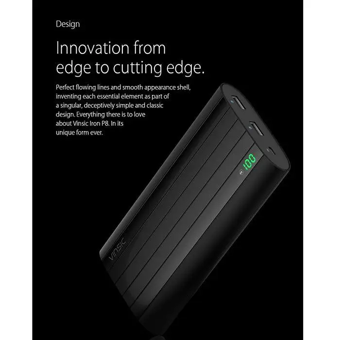 VINSIC 18650 Power Bank 20000 мАч быстрое зарядное устройство для мобильного телефона внешний