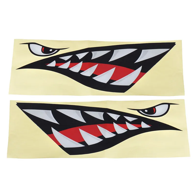 العلامة التجارية جديد 38x13 cm 2 Pcs سيارة الزورق قارب كاياك القرش الأسنان الفم عيون كاياك ملصقا صائق مضحك ملصقا التجديف قوارب اكسسوارات